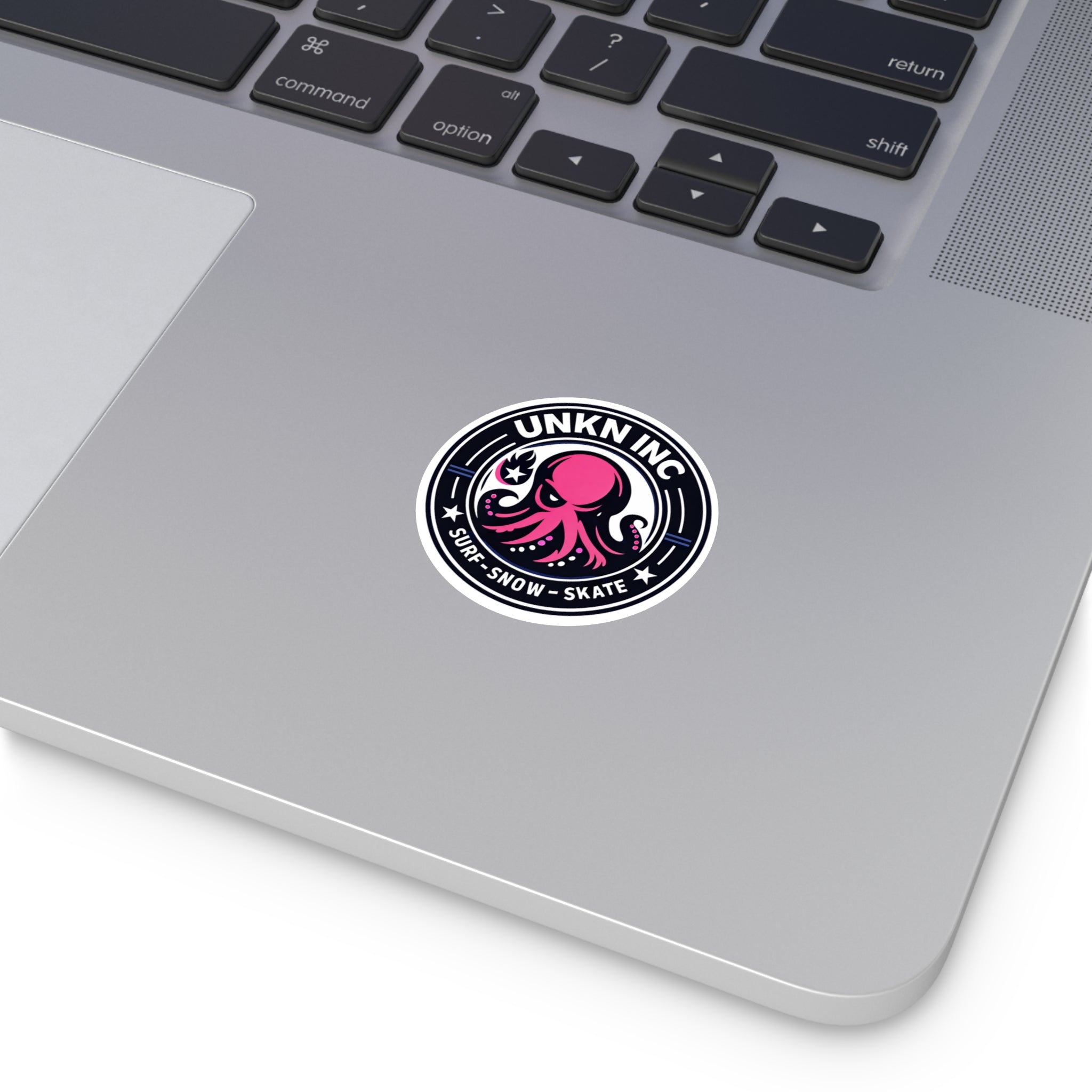 Octopus Surf-Snow-Skate Round Vinyl Sticker — UNKN INC Logo