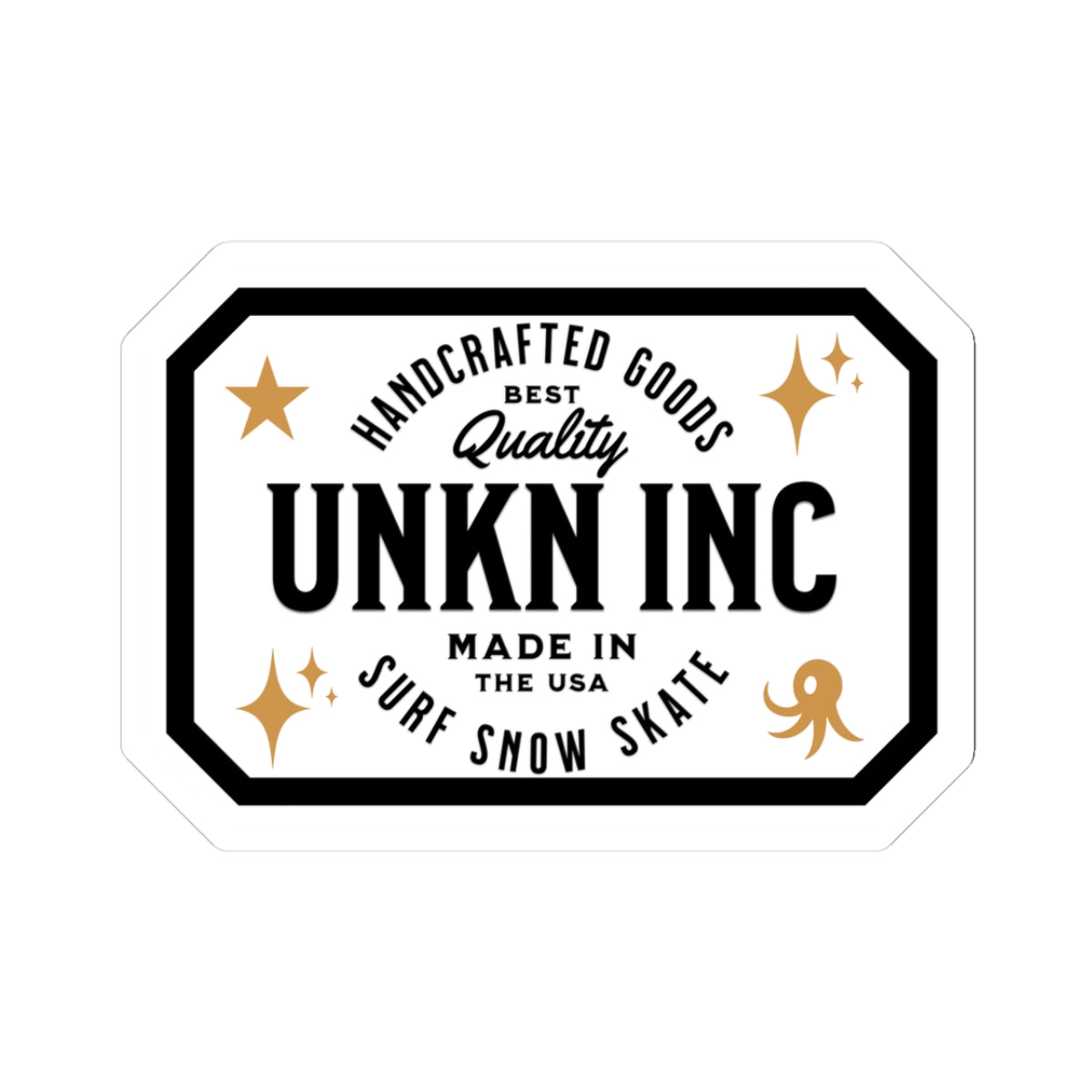 Vintage Logo Kiss-Cut Sticker — UNKN INC Handcrafted Goods (Surf Snow Skate)