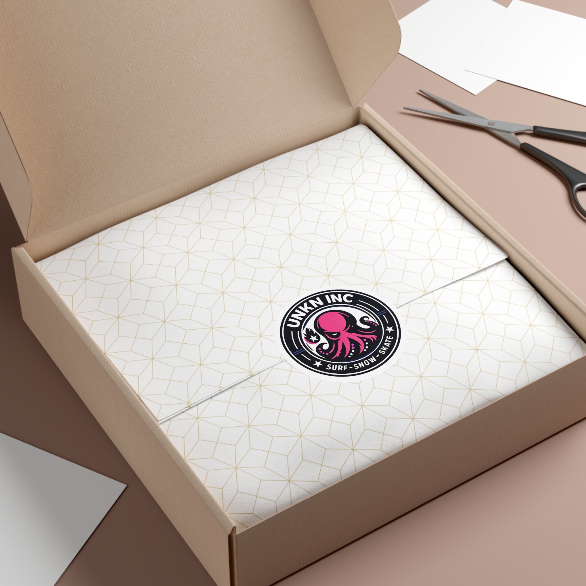 Octopus Surf-Snow-Skate Round Vinyl Sticker — UNKN INC Logo